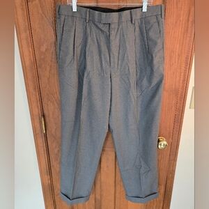 Dockers Mens Gray Dress Pants with Pleats and Cuff Straight Leg